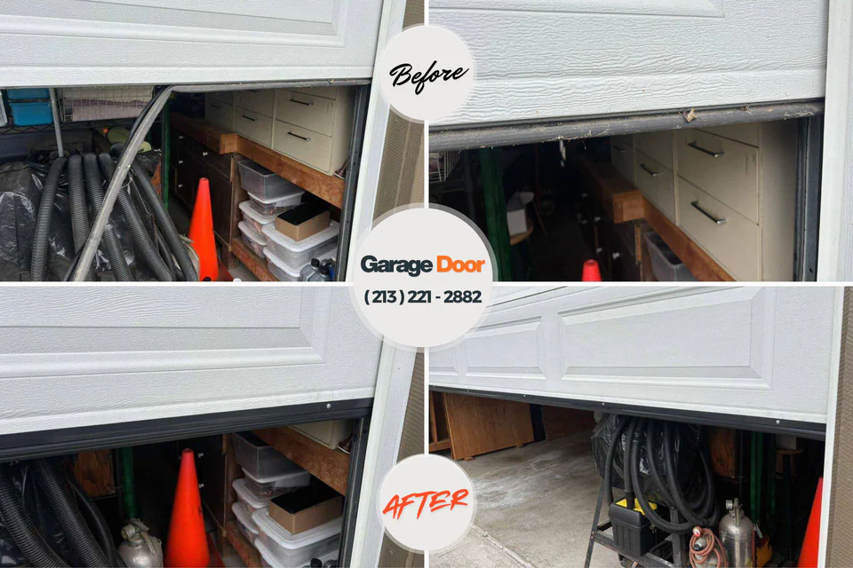 Before and after: garage door repair Homer Glen, IL